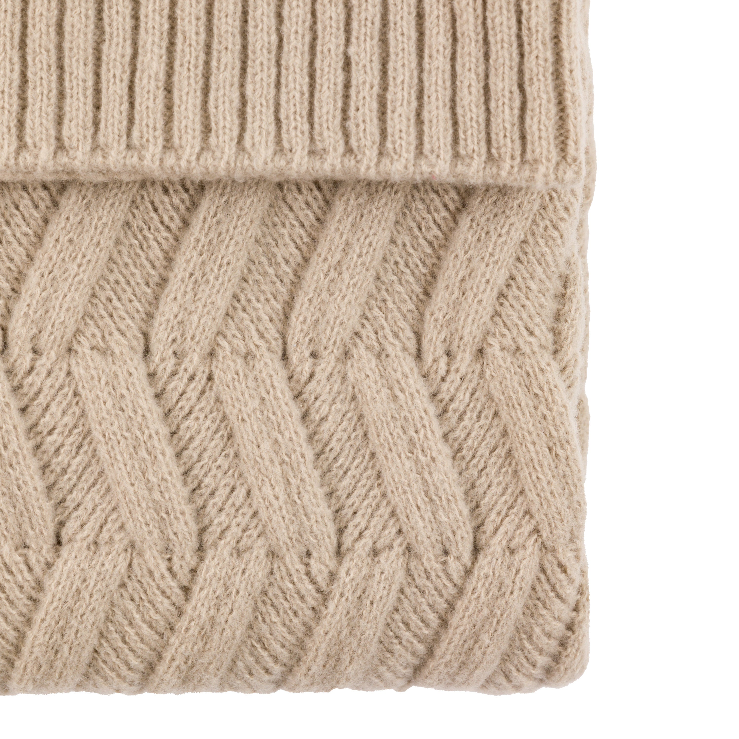 Herringbone Woven Throw Natural - WowCornwall