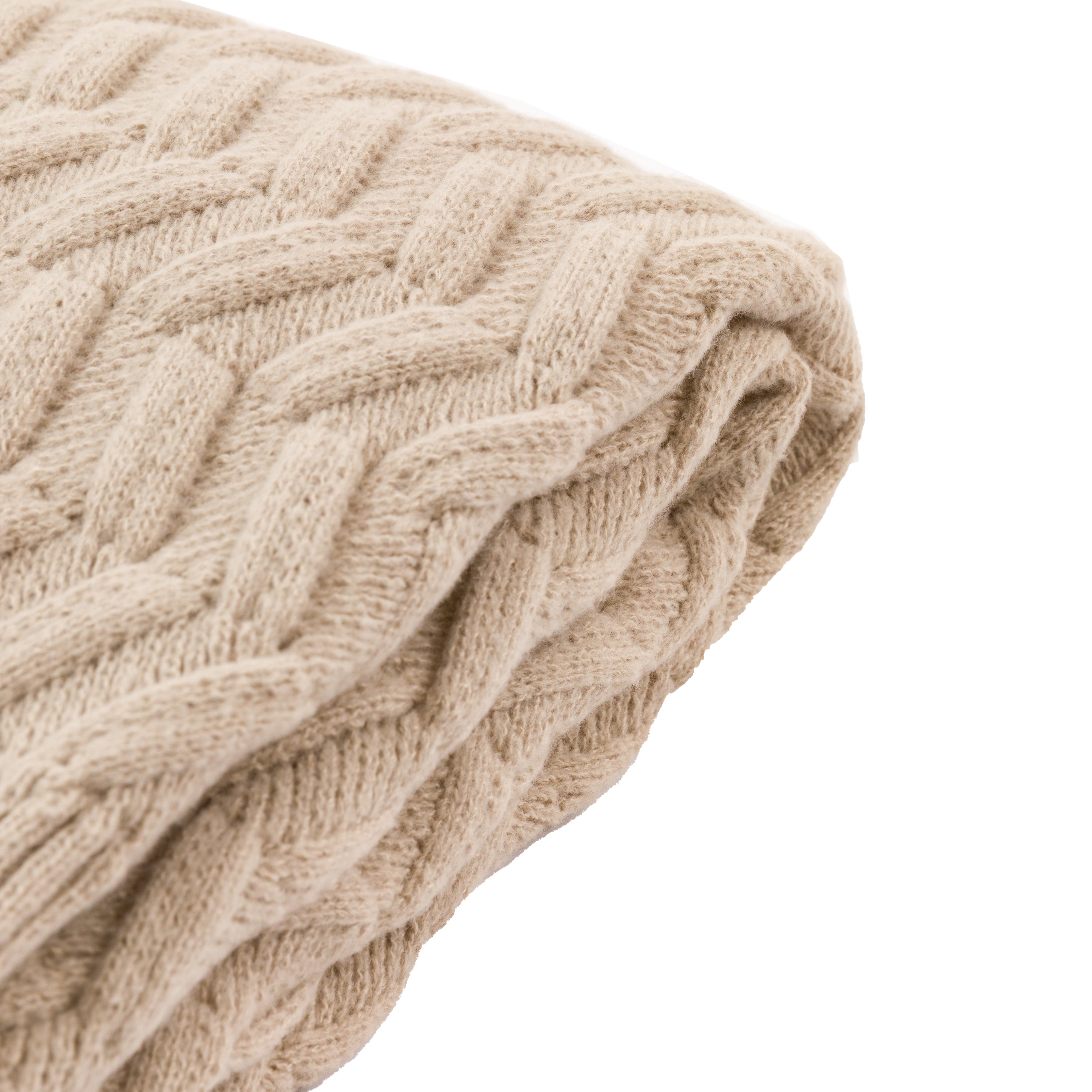 Herringbone Woven Throw Natural - WowCornwall
