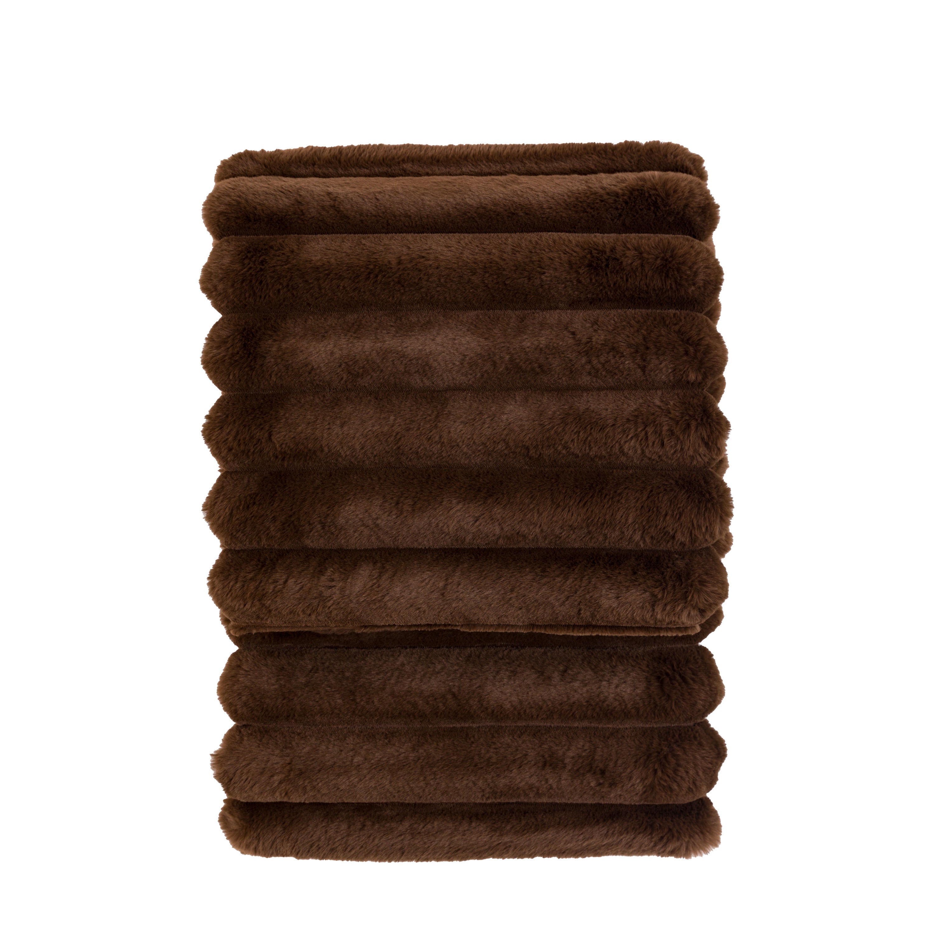 Ribbed faux fur throw chocolate - WowCornwall