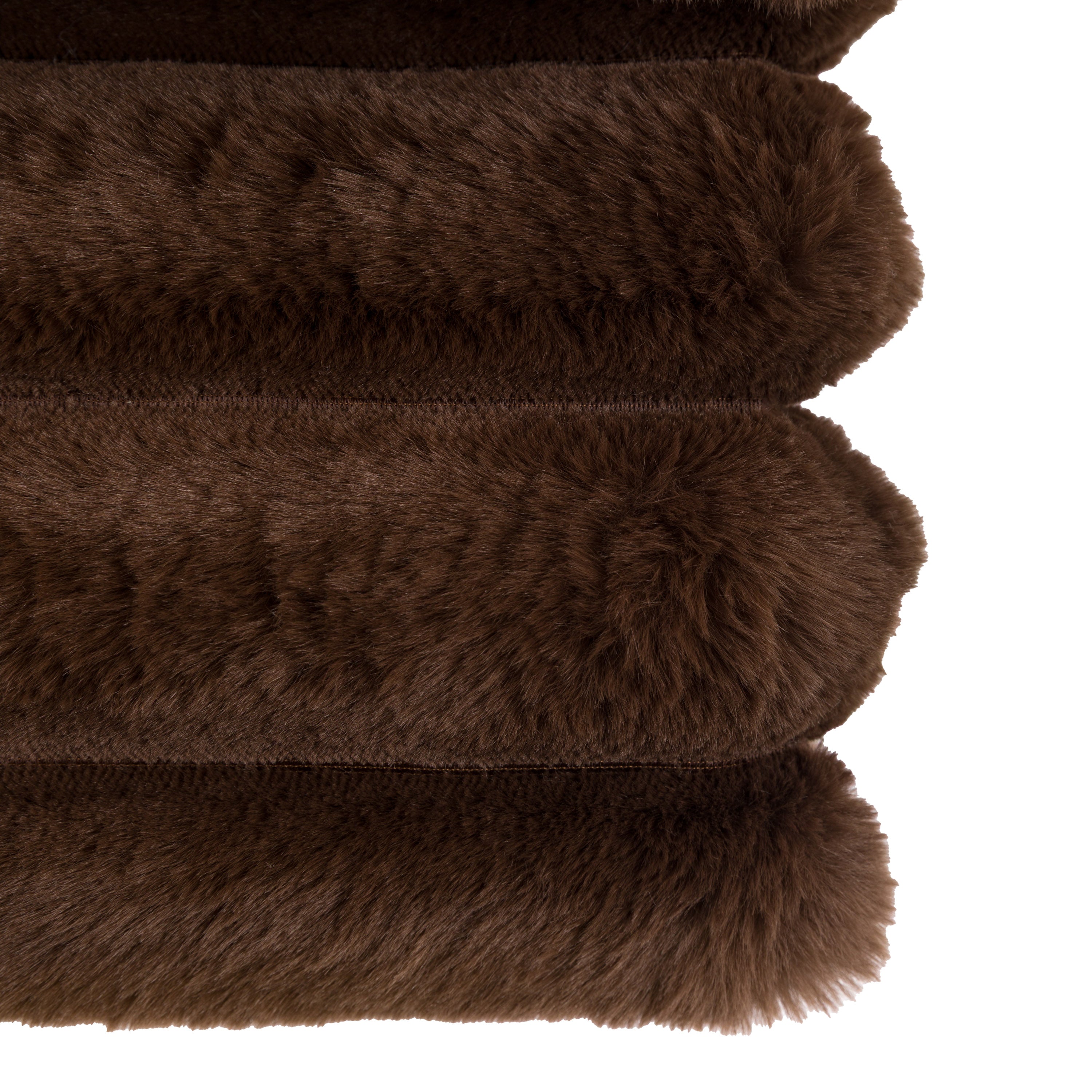 Ribbed faux fur throw chocolate - WowCornwall