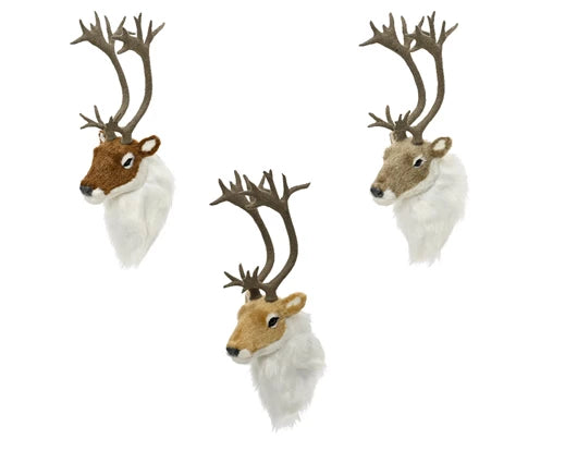 Deer flocked antler Christmas Wall Decoration, three colours - WowCornwall