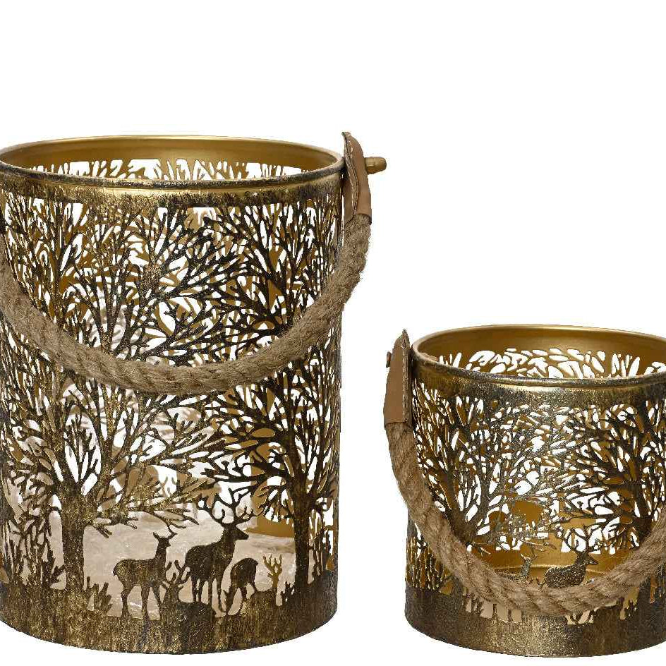 Black and Gold Round Festive Cut Out Lantern - two sizes