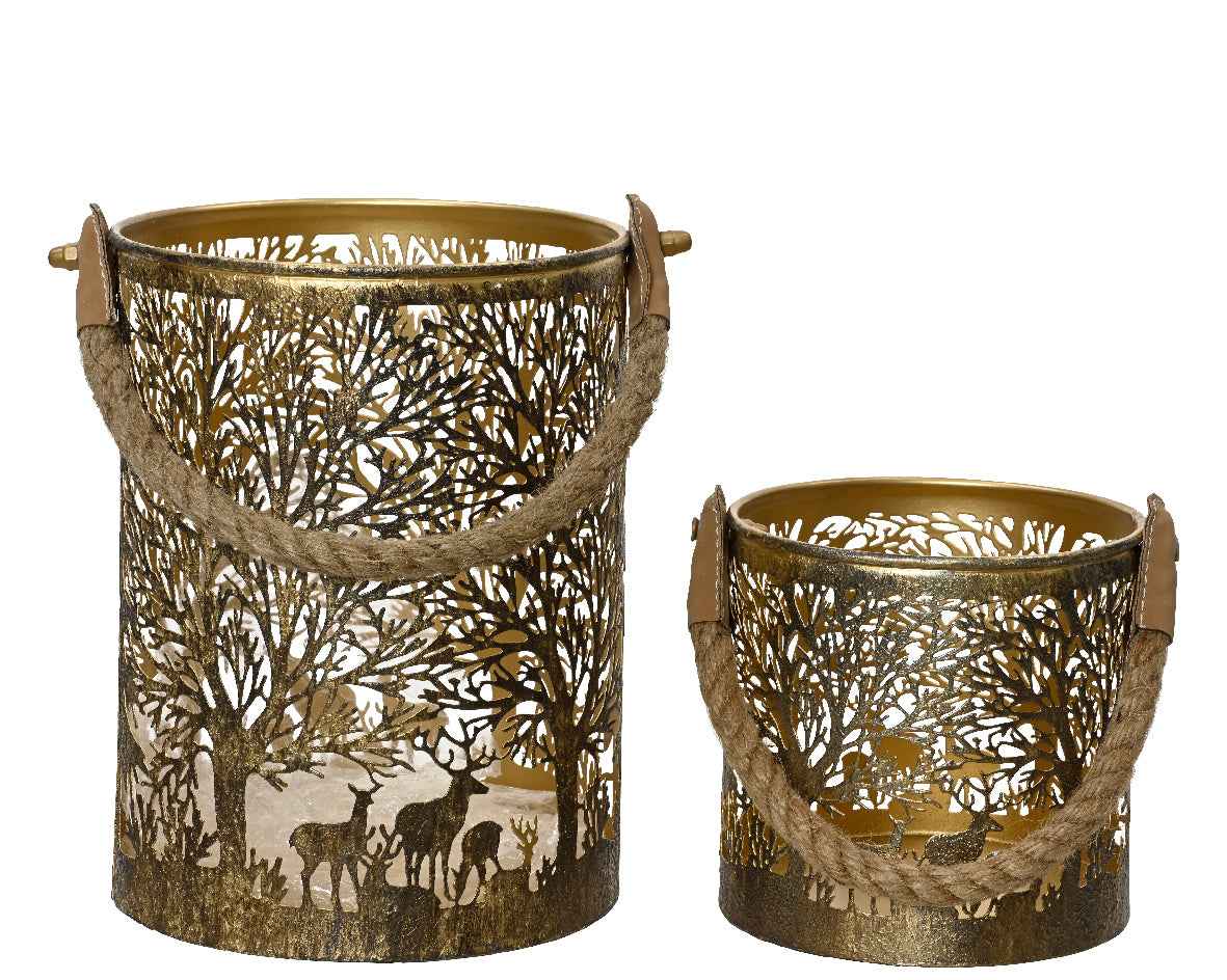 Black and Gold Round Festive Cut Out Lantern - two sizes