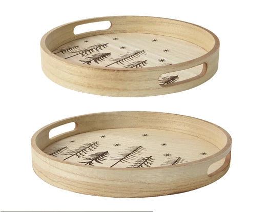 Set of 2 tree print trays - WowCornwall