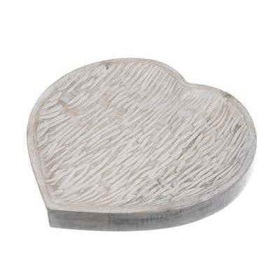 Bleached Mango Wood Heart 29cm by Shoeless Joe
