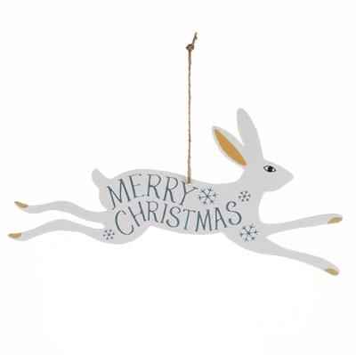 White Rabbit Sign Christmas Decoration by Shoeless Joe