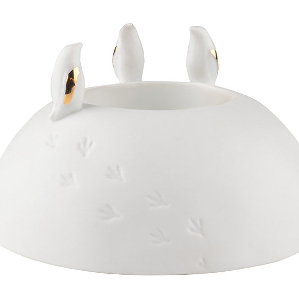 Porcelain Penguin Tealight Holder Gold by Rader - WowCornwall