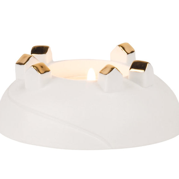 Porcelain Light Village Tealight Holder Gold by Rader - WowCornwall
