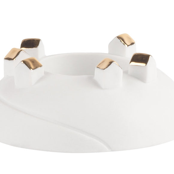 Porcelain Light Village Tealight Holder Gold by Rader - WowCornwall