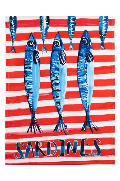 Sardines Tea Towel - WowCornwall