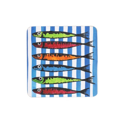 Rainbow Sardine Blue Stripe Coasters (4) - WowCornwall
