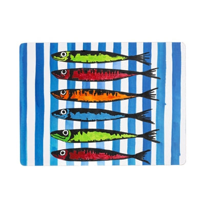 Rainbow Sardine Blue Stripe Placemats (4) - WowCornwall