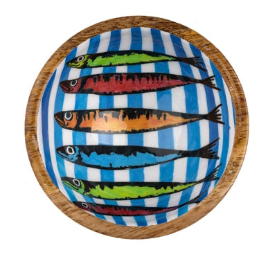 Rainbow Sardine Blue Nibble Bowl - WowCornwall