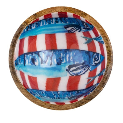 Sardines On Red Nibble Bowl - WowCornwall