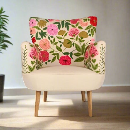Arbour Embroidered Armchair Linen - WowCornwall