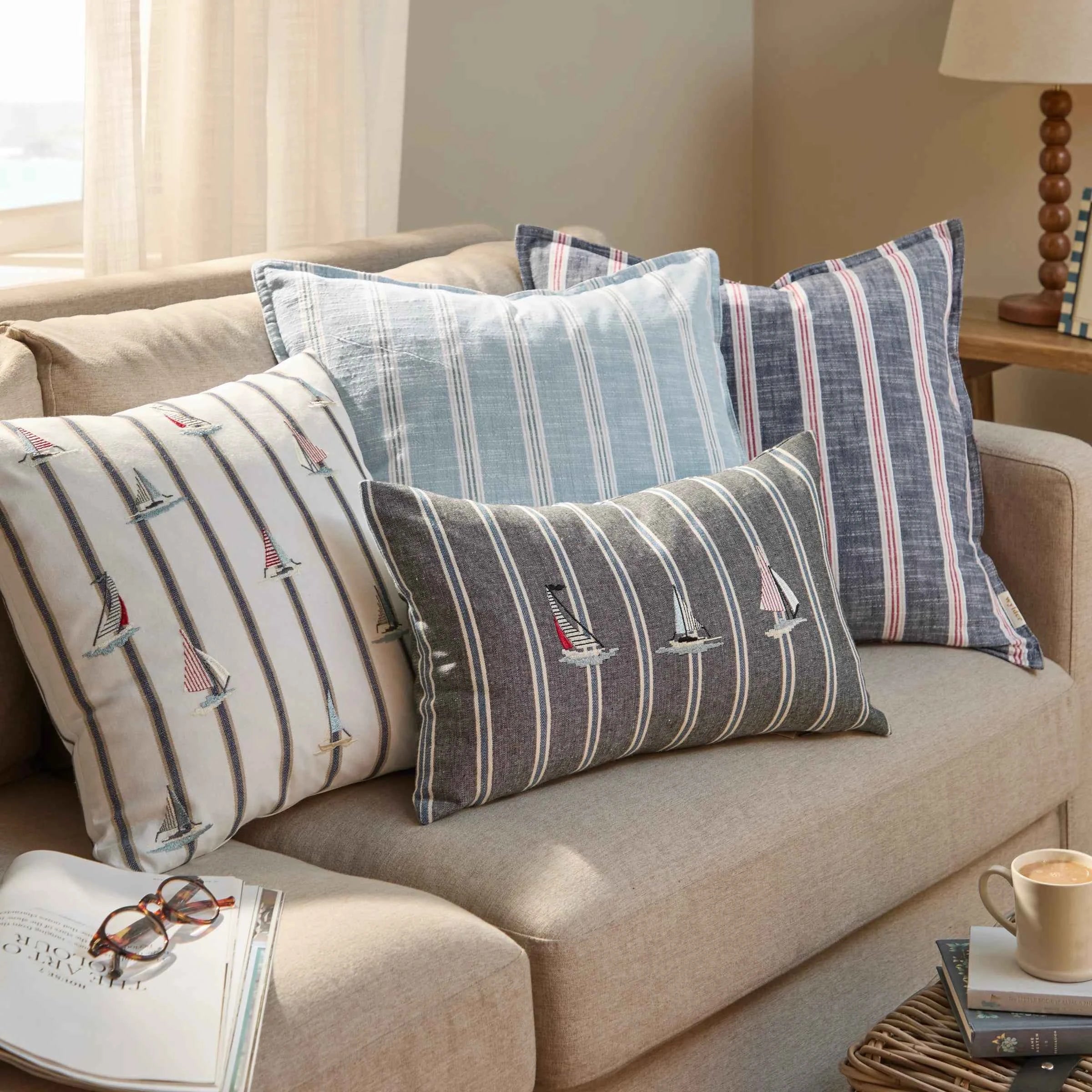 Stripe Cotton Cushion – Regatta Red