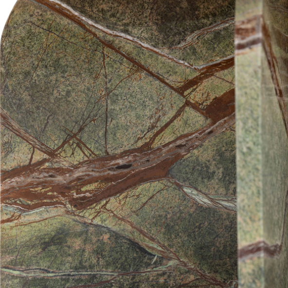 Close-up of green and brown marble with visible veins
