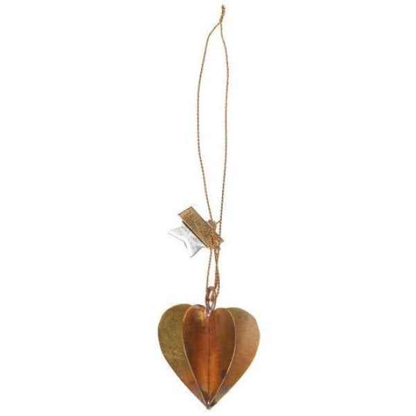 3-Dimensional brass heart decoration