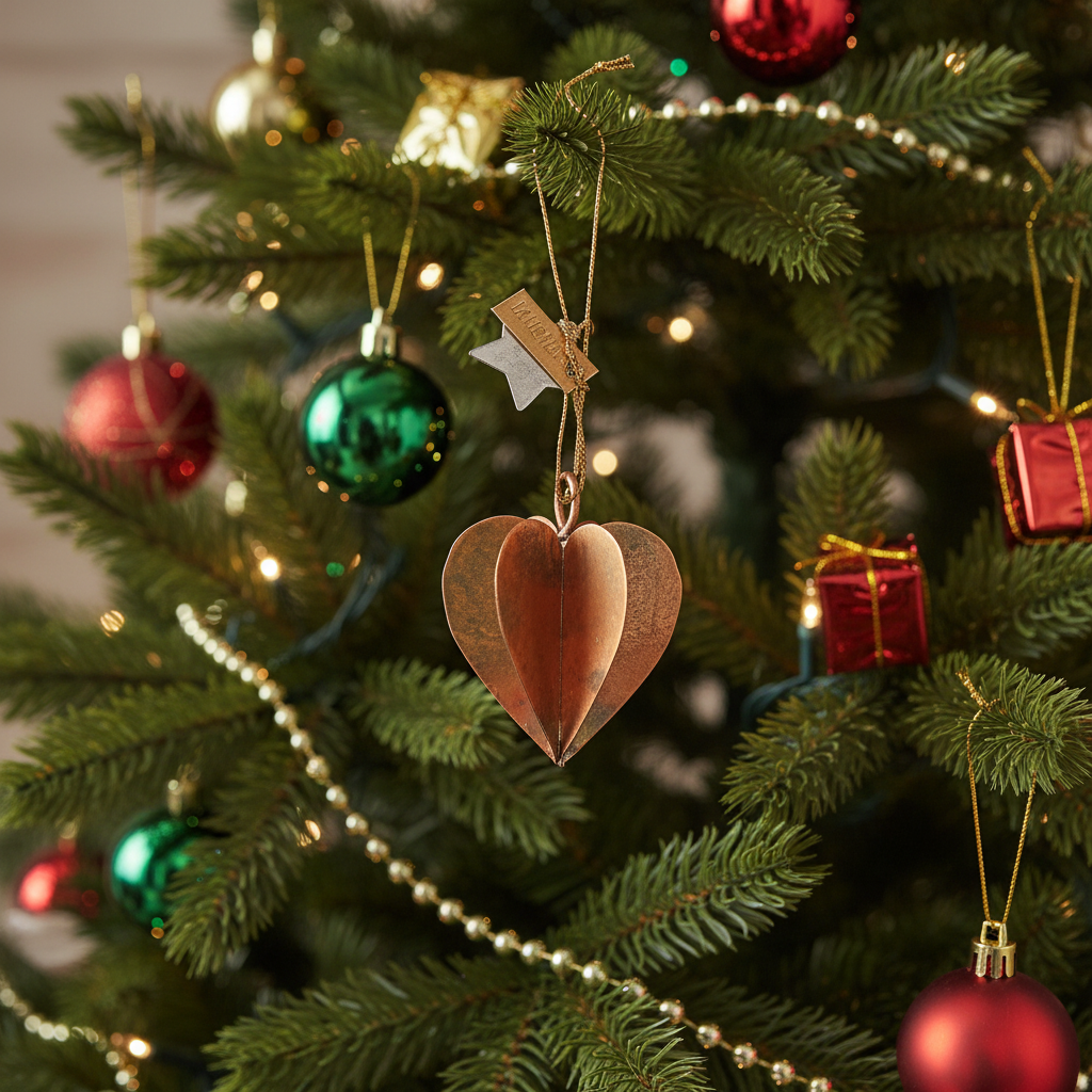 3-Dimensional brass heart decoration