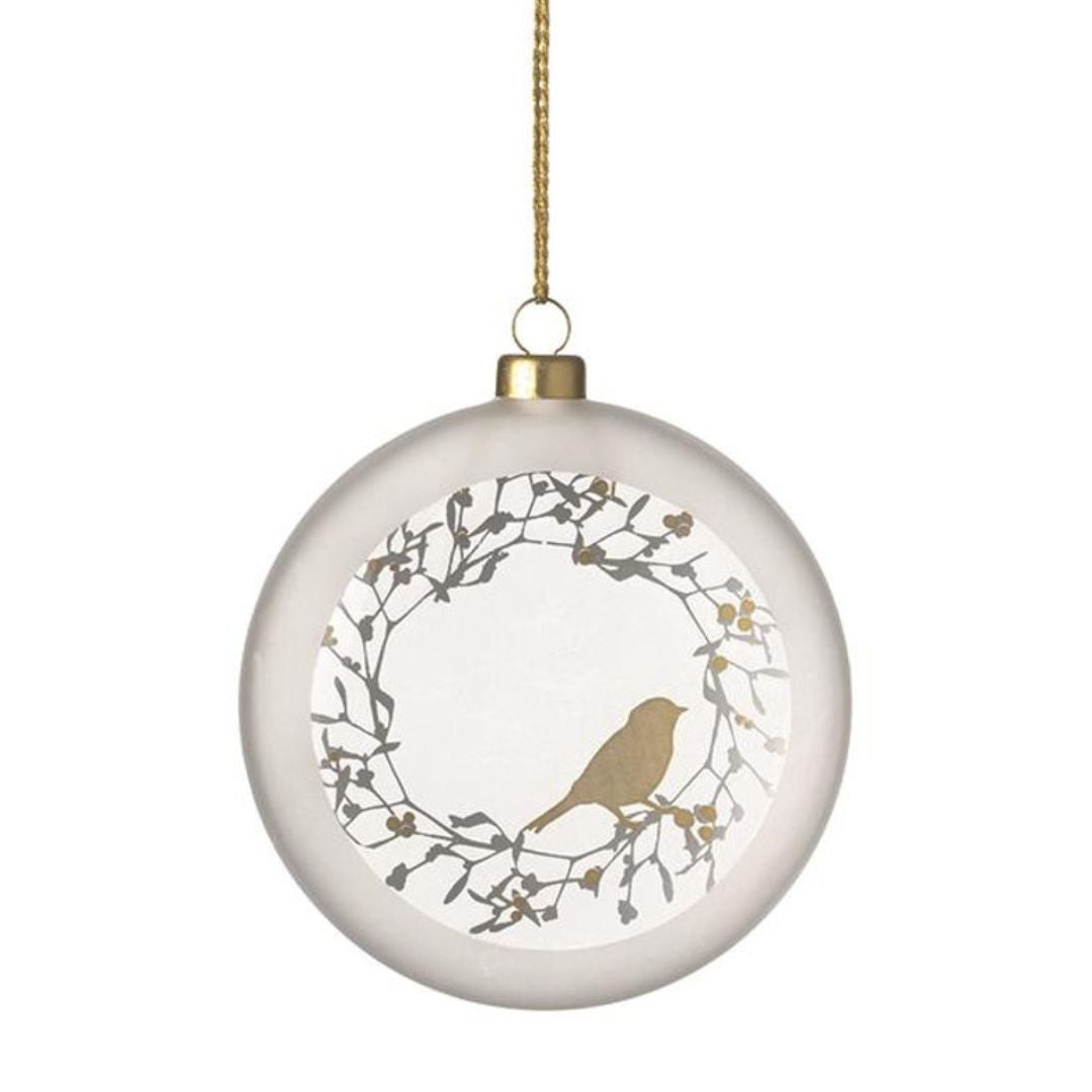 Frosted Glass Bauble Bird by Rader - WowCornwall