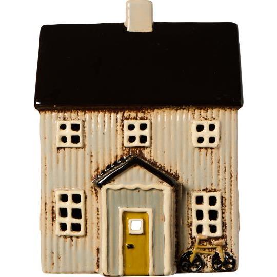 Ceramic House Tealight Visby  - bicycle in front - WowCornwall