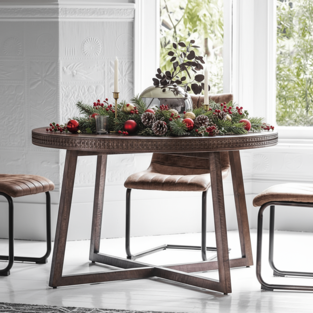 Boho Retreat Round Dining Table 1200x1200x750mm - WowCornwall