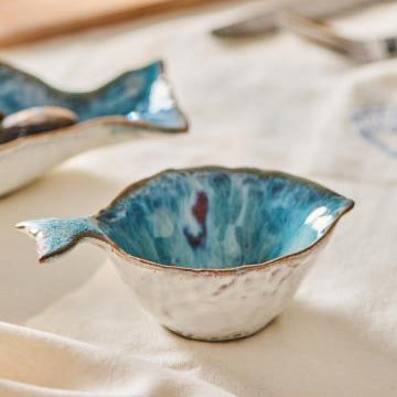 Bowl Ocean Blue mini fish-shaped, Two styles - WowCornwall