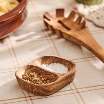 Bowl for salt and pepper mini olive wood - WowCornwall
