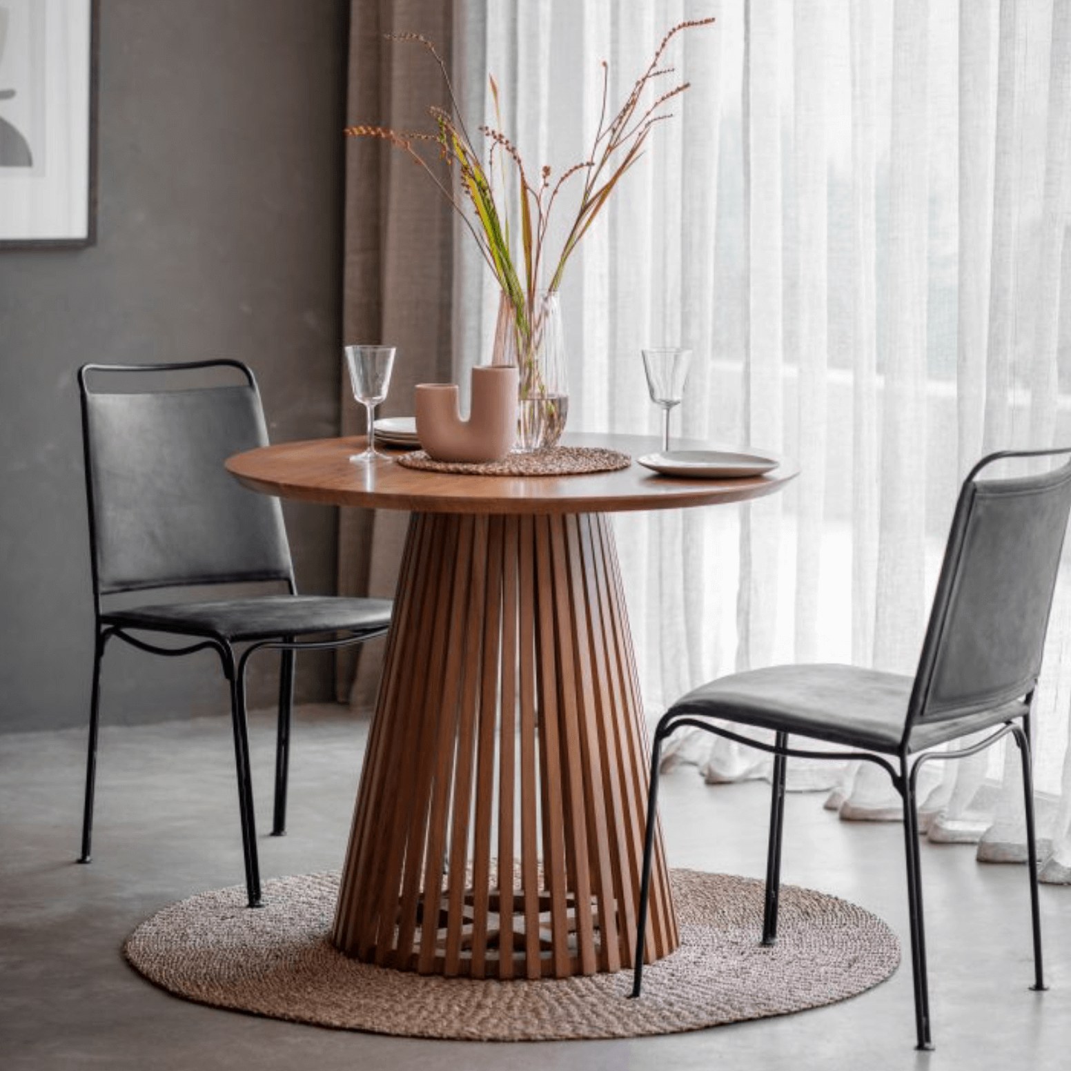 Brookland Slatted Dining Table 900x900x760mm - WowCornwall