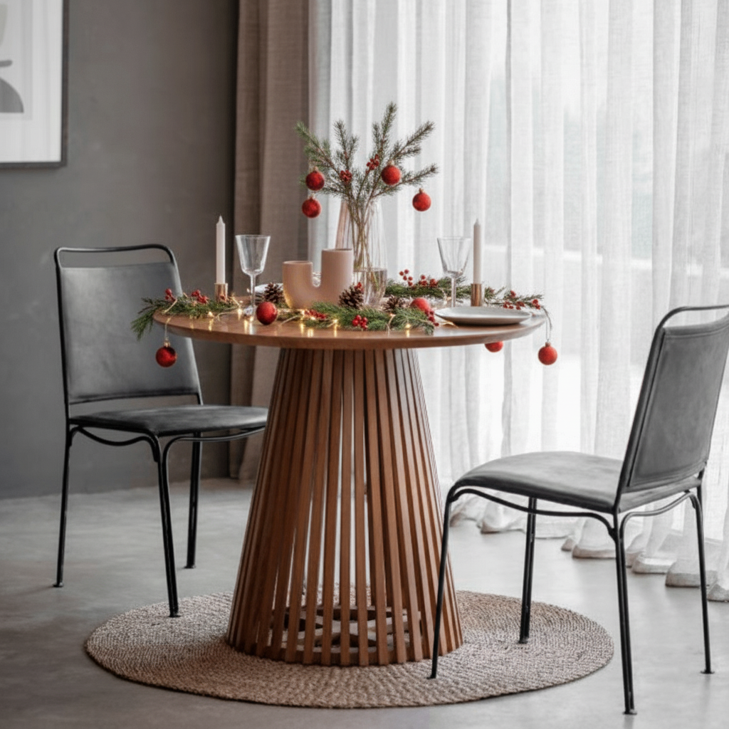 Brookland Slatted Dining Table 900x900x760mm - WowCornwall