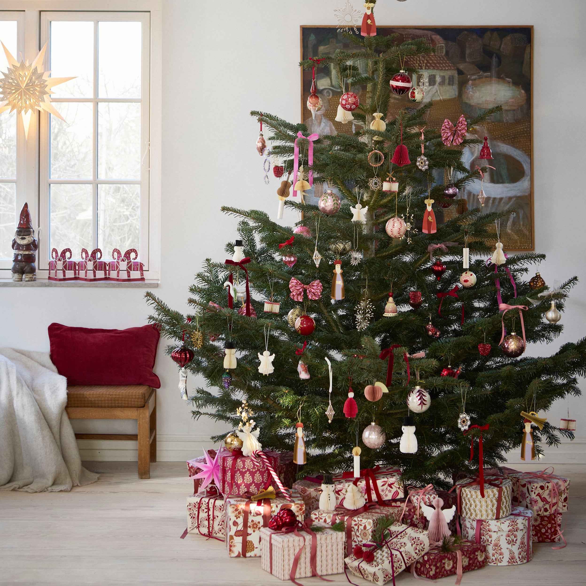 Gala Glass Ornaments, Peony Collection (5–6cm, Set of 4)