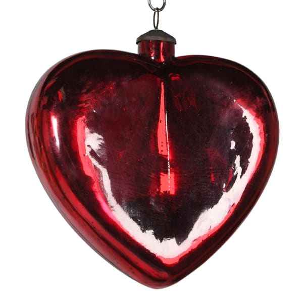 Red Large Antique Glass Hanging Heart Decoration