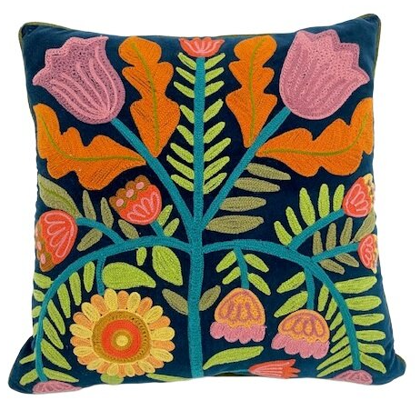 Bloomsbury Embroidered Cushion - Navy