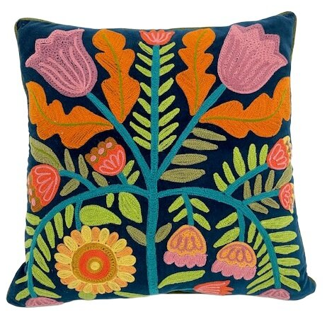 Bloomsbury Embroidered Cushion - Navy