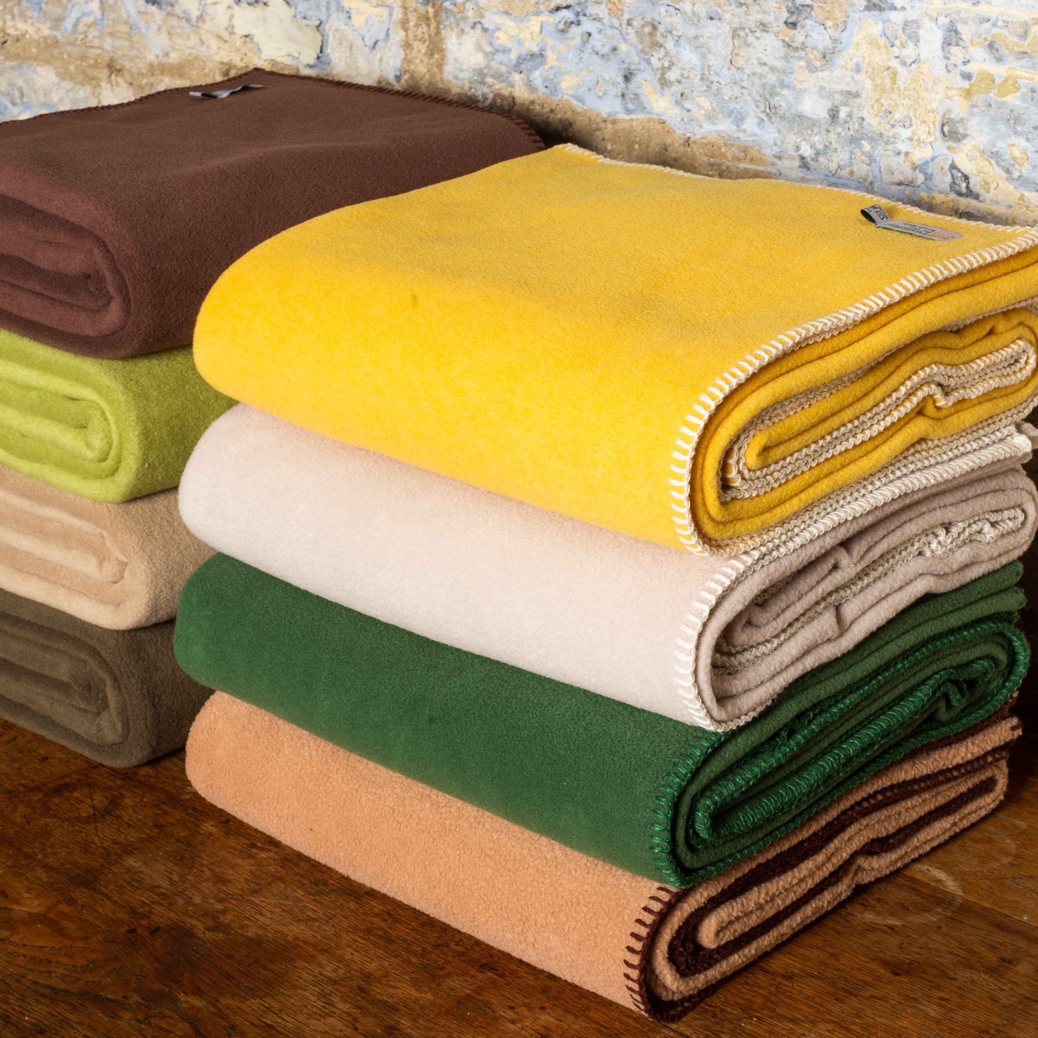 Tweedmill Fleece Throw in Camel, Custard, Forest, Parsley or Oatmeal