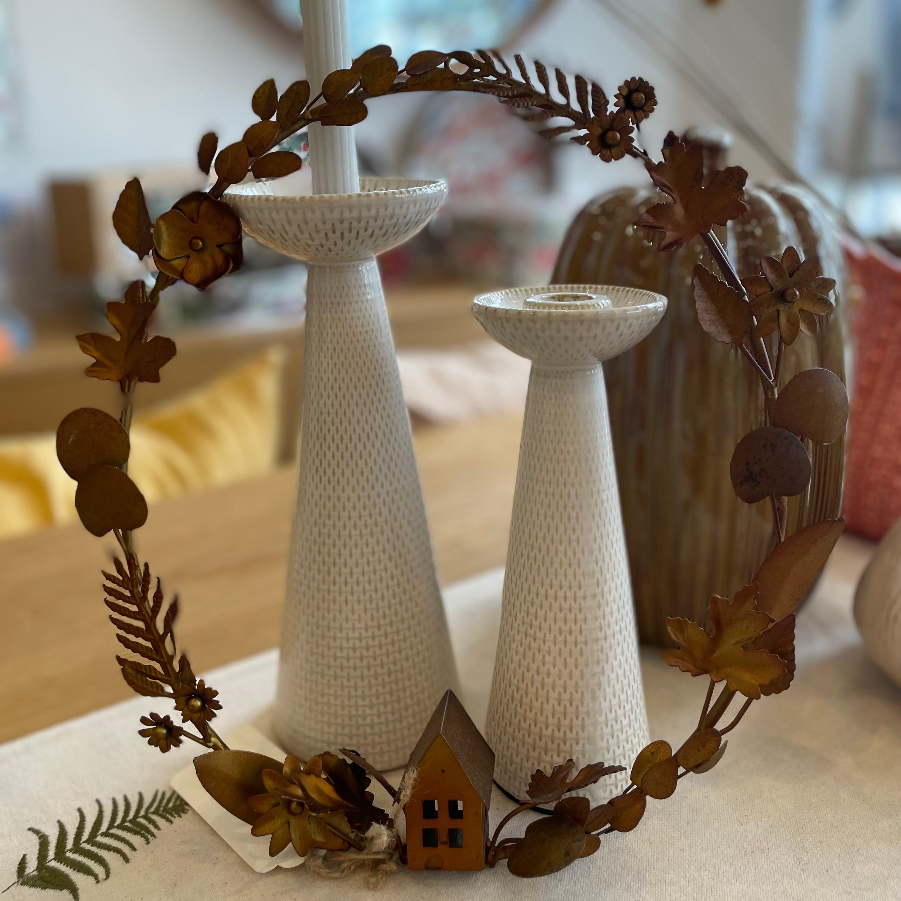 Bronzed Cottage and Leaf Wreath - WowCornwall