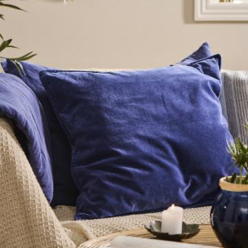 Cushion cover or with filler velvet indigo - WowCornwall