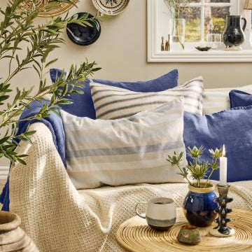 Cushion cover or with filler velvet indigo - WowCornwall