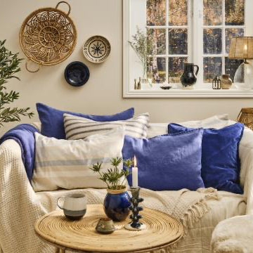 Cushion cover or with filler velvet indigo - WowCornwall