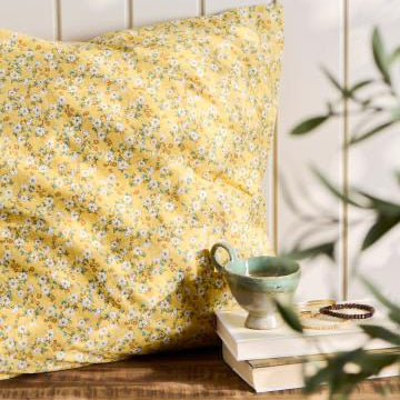 Light Yellow Floral Cushion - WowCornwall