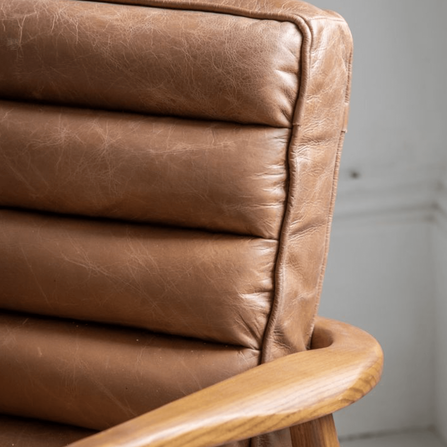 Datsun Armchair Vintage Brown Leather - WowCornwall