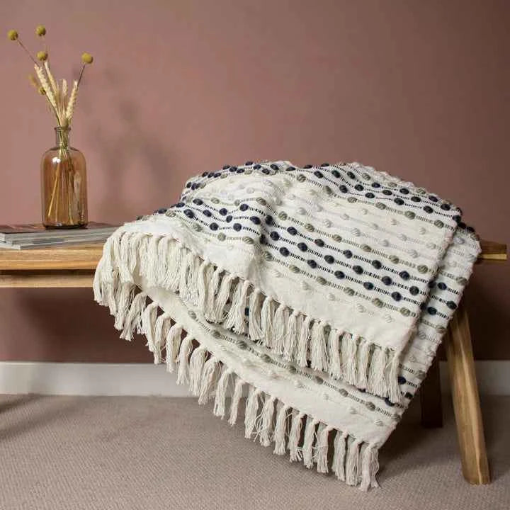 Dhadit Stripe Throw – Grey