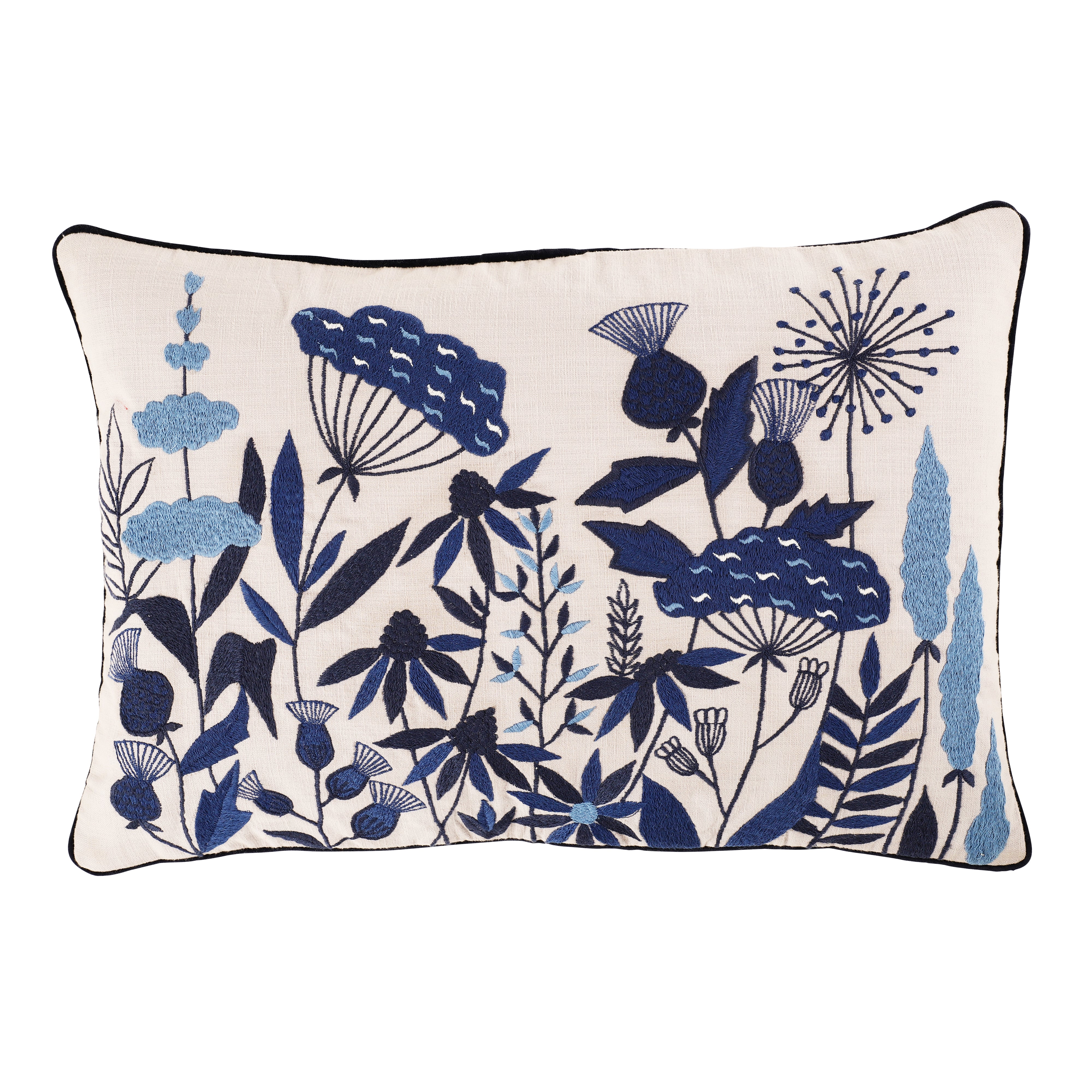 Wildflower Embroidered Cushion, Bluebell - WowCornwall