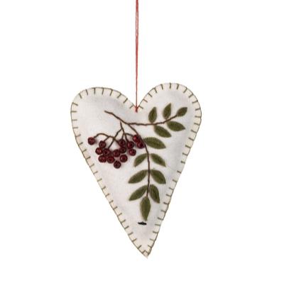 Felt Heart With Bead Berries Decoration by Shoeless Joe - WowCornwall