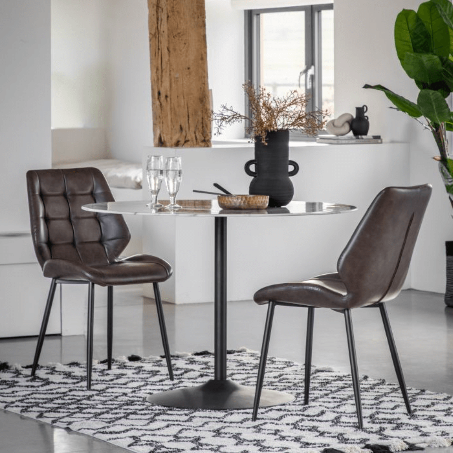 Fielding Dining Table White Effect 1100x1100x750mm - WowCornwall