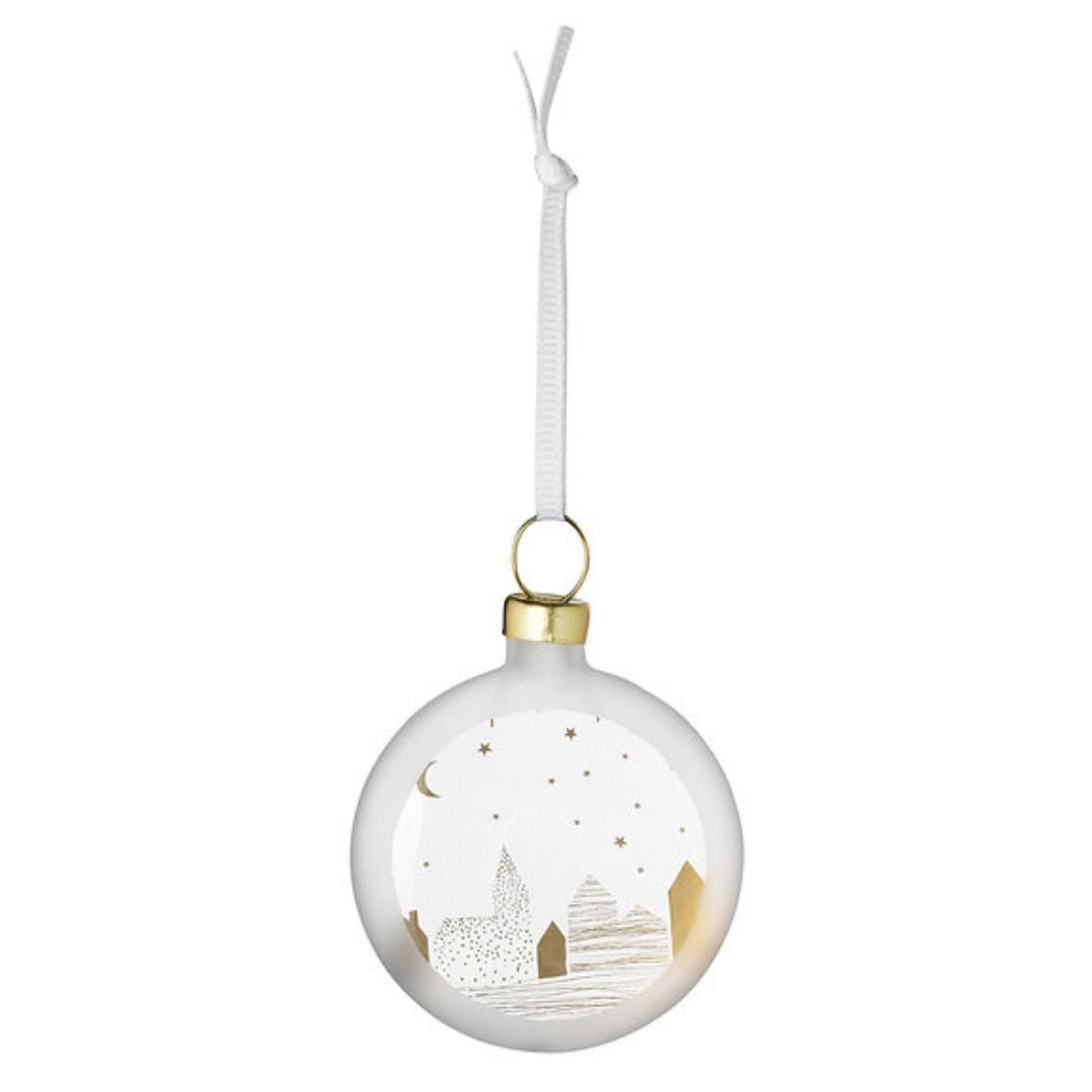 Frosted Glass Baubles set of 4 Winter Landscapes by Rader - WowCornwall