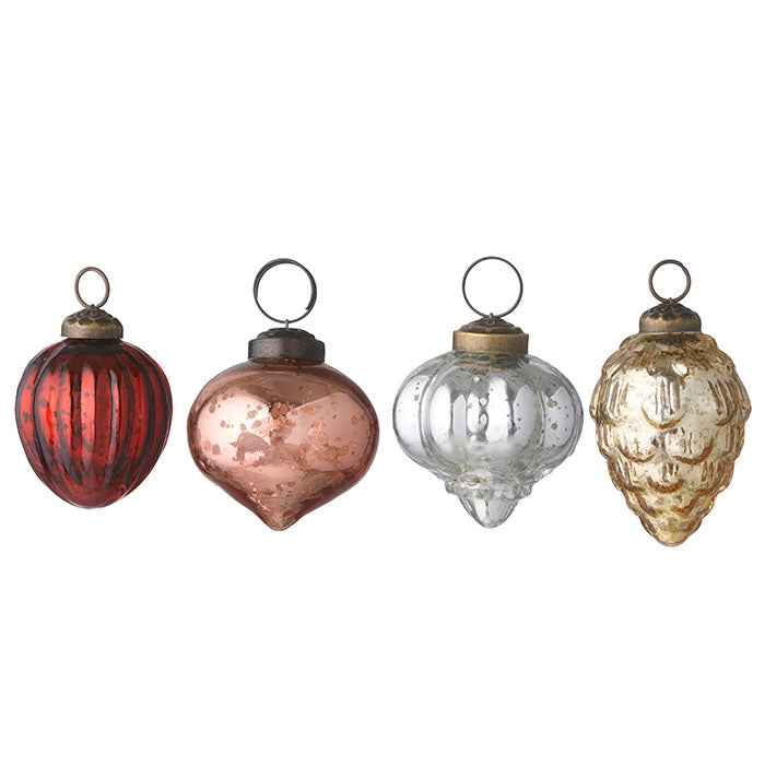 Gala Glass Ornaments, Carnelian Collection (5–6cm, Set of 4)