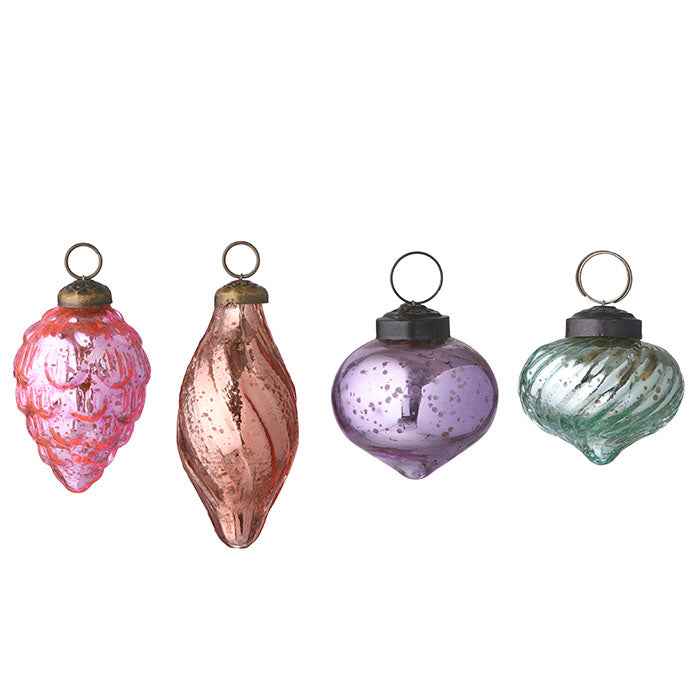 Gala Glass Ornaments, Peony Collection (5–6cm, Set of 4)