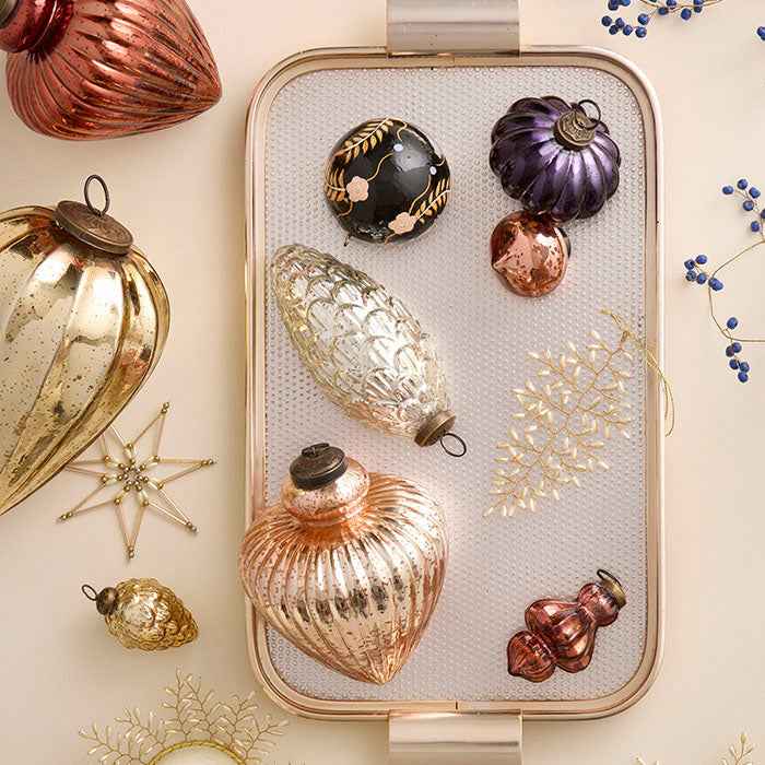 Gala Glass Ornaments, Carmine Collection (7–8cm, Set of 4)