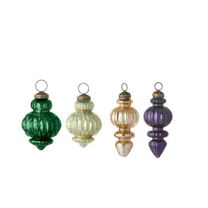 Gala Glass Ornaments, Peacock Collection (7β8cm, Set of 4)